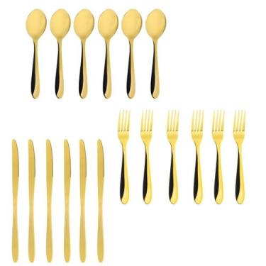 Imagem de Jogo de Talheres Lovers Dourado 18 Unidades Gourmet Mix