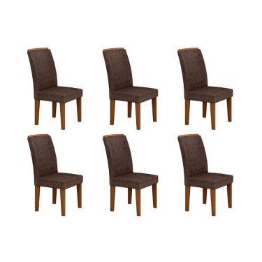 Imagem de Kit 6 Cadeiras Sala Jantar Lunara 6 Un Imbuia Capuccino Suede Capuccino Rufato