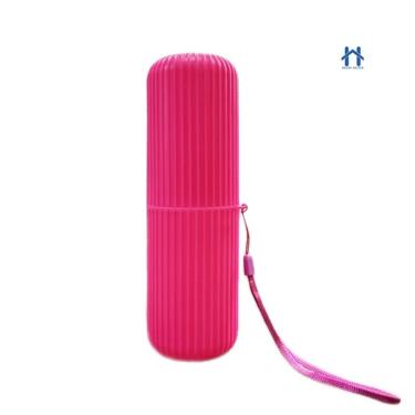Imagem de Estojo Porta Escova e Pasta Dental OEM Multiuso para Viagem Trabalho e Escola em Plástico Rosa Kit 5 Unidades