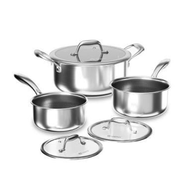 Imagem de Conjunto de Panelas de Aço Inoxidável Cooker King 3 Peças Antiaderente