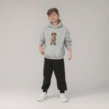 Imagem de Conjunto Moletom Infantil Ursinho Capuz Calça Roupa Inverno Confortáve