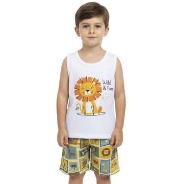 Imagem de Conjunto Infantil Look Jeans Camiseta e Shorts Estampa Animais, 1