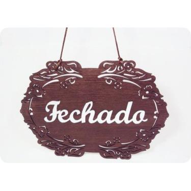 Imagem de Placa Rústica com Aberto Fechado em Acrílico Prata - no-brand
