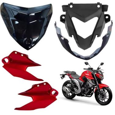Imagem de Kit carenagem farol frontal fazer 250 fz25 vermelho brilho 2020 2021 -