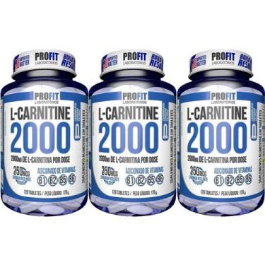 Imagem de Kit 3X L-Carnitina 2000 + 250mcg Cromo - 120 Tabletes - ProFit - PROFI