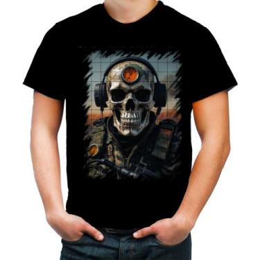 Imagem de Camiseta Colorida Caveira Militar Logo Guerra 4 - Kasubeck Store®, G