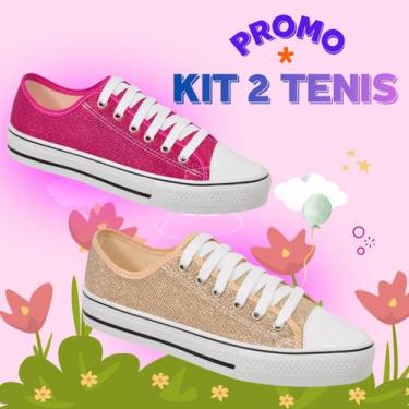 Imagem de Kit promocional 2 tênis infantil meninas com glitter brilhante - Sem m