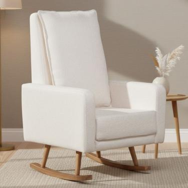 Imagem de Poltrona de Amamentação Com Balanço Base Milka Noah D02 Bouclê Off White B-114 - Lyam D...