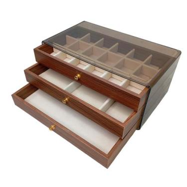 Imagem de Porta Joias 3 Gavetas Anel Pulseiras Relogio Colar Cordao Caixa Organi