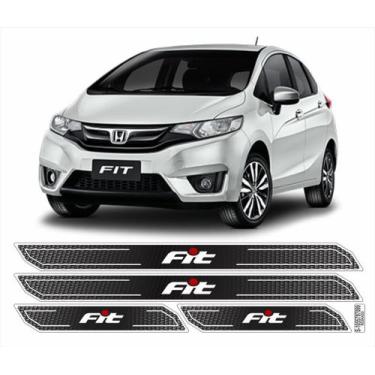 Imagem de Kit Soleira Diamante Honda Fit 2006/2014 Cromada Resinada SKU AB0337 -