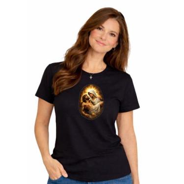 Imagem de Camiseta Básica Baby Look 100% Algodão Católica Estampa em DTF Mãe de 