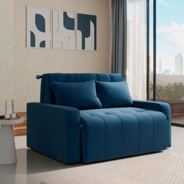 Imagem de Sofá Cama Compacto 2 lugares 1,38 larg Amora New Matrix, VELUDO AZUL