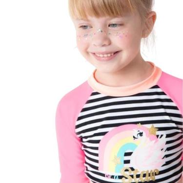 Imagem de Biquíni Cropped Kids Menina Cisne Rainbow Preto Puket Tamanho:2, 2