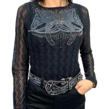 Imagem de Body Brilhoso Country Feminino Minuty, Preto, M