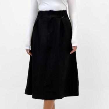Imagem de Saia Meia Loka Midi em Suede Feminina, P, Preto