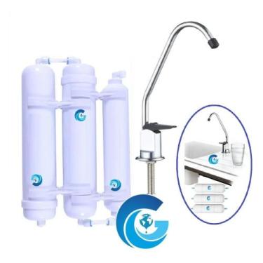 Imagem de Filtro Purificador Água Tripla Filtração E Torneira Bancada - Globalfi