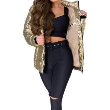 Imagem de Jaqueta Feminina Puffer Metalizada Dourada - CRB, G
