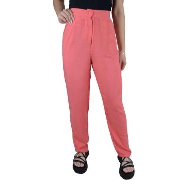 Imagem de Calça Feminina Facinelli By Mooncity Pantalona Coral 290023, M, Coral