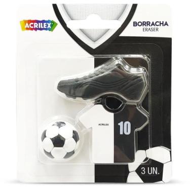 Imagem de Borracha Decorada Futebol PRETO/BRANCO PCT.C/06 - Acrilex
