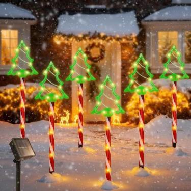 Imagem de YEPVIE Árvore de Natal Solar Candy Lights com 54 LEDs e 8 modos