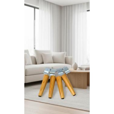 Imagem de Kit 4 Pés Palito Madeira Mel 22cm Com Chapas Angular - Congratulations
