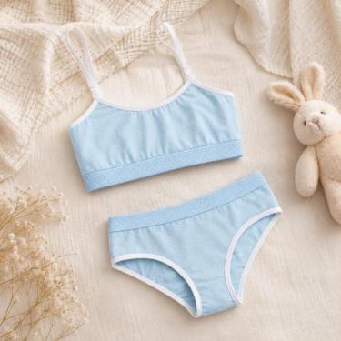 Imagem de Conjunto Infantil Menina Sutiã Calcinha Algodão Sem Bojo Teen - Beleza