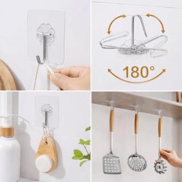 Imagem de Kit 20 40 60 Ganchos Adesivos para Parede Multiuso Autocolantes Cozinh