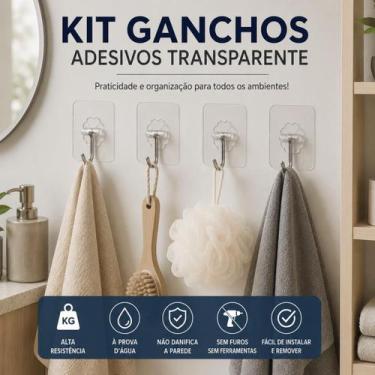 Imagem de Kit Ganchos Adesivos Multi Funcional para Parede 20 40 60 Unidades Aut
