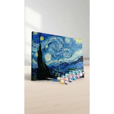 Imagem de Kit Pintura Numerada Terapêutica Tela Noite Estrelada - Congratulation