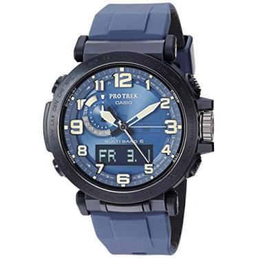 Imagem de Casio Relógio masculino Pro Trek de quartzo de aço inoxidável com pulseira de resina, preto, 23,5 (modelo: PRW-6600Y-2CR)