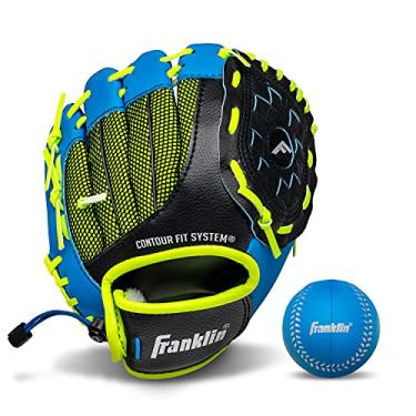 Imagem de Franklin Sports Luva de beisebol infantil - NeoGrip Boys + Girls Youth Tball Glove - Toddler + Youth Teeball, Baseball + Softball Mitt - arremesso de mão direita - 24 cm, azul
