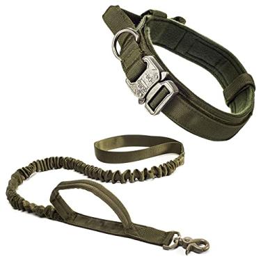 Imagem de Coleira e Guia Elástica Cachorro Grande Forte MADOG Comander (Verde, G)