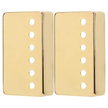 Imagem de Pacote com 2 capas captador Humbucker para guitarra elétrica 50 mm e 52 mm, capa captador compatível com guitarra elétrica Les Paul (dourada)
