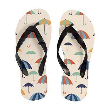 Imagem de Sandálias femininas de verão, leves, de verão, com estampa de guarda-chuvas, com patchwork, para mulheres e homens, Multicor, 4-5 Narrow Women/3-4 Narrow Men