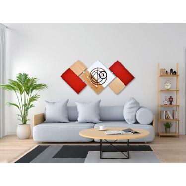 Imagem de Quadros Decorativos Para Sala Vermelho e Bege 60x120 Grande