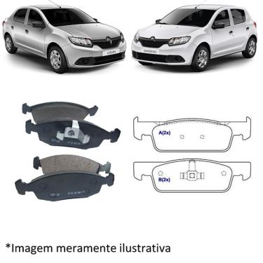 Imagem de Jogo Pastilha Freio Dianteira  Renault Logan 1.0 1.6 2014 2015 2016 2017 2018 2019 Novo Sandero 1.0 16V 1.6 8/16V 2014 2015 2016 2017 2018 2019