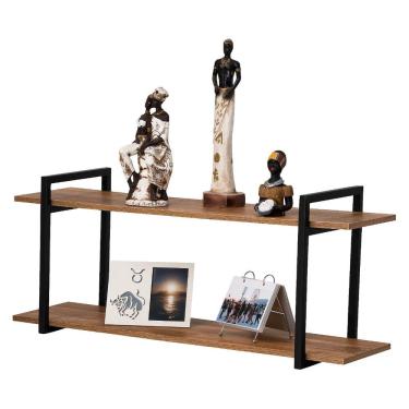 Imagem de Nicho Sala e Quarto Preto Com Prateleiras Amadeirado 120cm