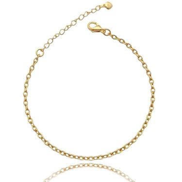 Imagem de Pulseira Elo Portugues Fina Diamantada Folheada a Ouro 18k Semijoia
