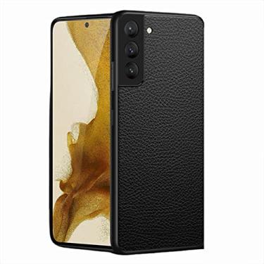 Imagem de Capa para Samsung Galaxy S22/S22+/S22 Ultra, Capa traseira anti-batida macia TPU Business Shell Capa de couro legítimo com proteção de câmera Capa protetora fina e elegante, S22 15,4 cm