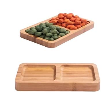 Imagem de Kit 2 Petisqueiras Retangulares Com 2 Divisórias De Bambu