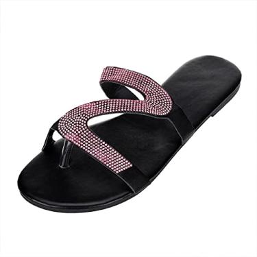 Imagem de Sandálias femininas casuais verão, sandálias abertas de renda floral rasteiras sandálias de praia romana, Z02 - rosa, 7
