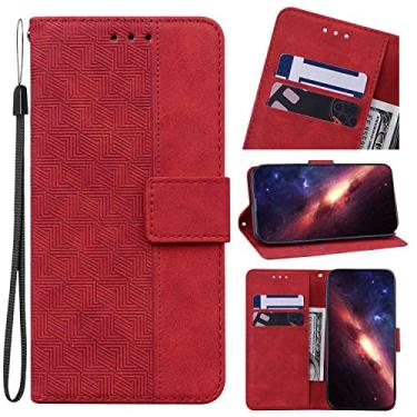 Imagem de MojieRy Estojo Fólio de Capa de Telefone for SAMSUNG GALAXY QUANTUM 2 A82 5G, Couro PU Premium Capa Slim Fit, 2 slots de cartão, confortável na mão, vermelho