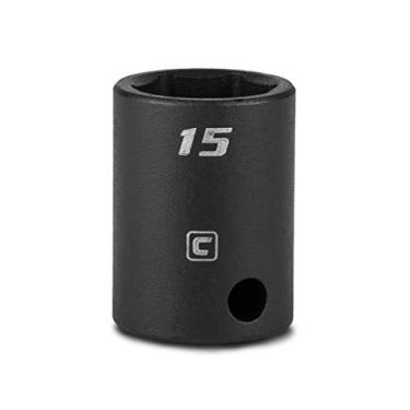 Imagem de Capri Tools Soquete de impacto raso de 15 mm, chave de 9,5 mm, 6 pontas, métrica