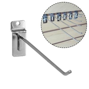 Imagem de Gancho Painel Canaletado 20cm com 100 Unidades Expositor Aço Zincado