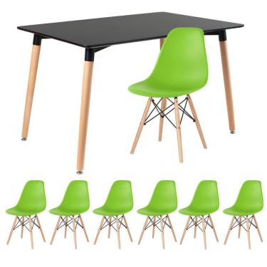 Imagem de KIT - Mesa de jantar retangular Eames 80 x 120 cm preto + 6 cadeiras Eiffel DSW