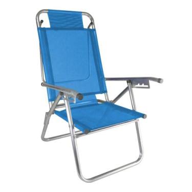 Imagem de Cadeira De Praia Alumínio Reforçada 5 Posições Infinita Up Azul Zaka 1