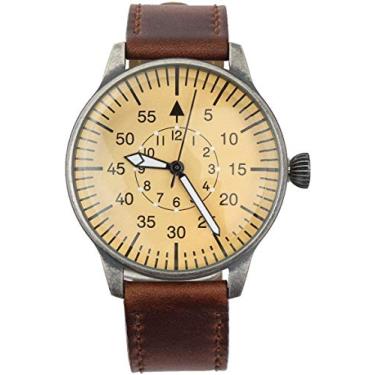 Imagem de Mil-Tec Luftwaffe Me109 Aviador Vintage Alemão 2 Guerra Mundial Flieger Pilot Relógio Masculino - Pulseira Militar Fácil de Ler Couro Marrom 3 Atm Quartzo Analógico