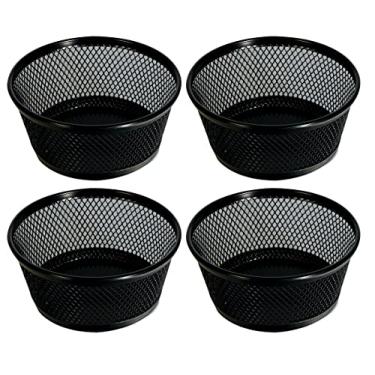Imagem de Suporte de clipe de papel, suportes de clipe de papel de malha, dispensador de clipe de papel, organizador de mesa de escritório - suporte de clipes de fichário - preto - pacote com 4