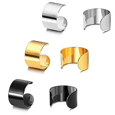 Imagem de YZstyle Altamente Polido Aço Inoxidável Punk Rock Orelhas Punk Cartilagem Helix Clip on Wrap Punk Brincos para Mulheres Masculino Sem Piercing Ajustável, 3 Pairs (Silver+Gold+Black)E050, 1