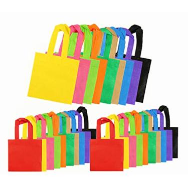 Imagem de BHMBKCT Pacote com 30 sacos de lembrancinhas de festa não tecidos, sacolas de presente com alças, 20 x 20 cm, 10 cores